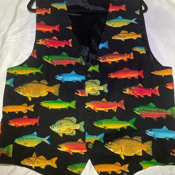 Men's Colorful Fish Pattern Vest XL - Picture 1 of 2